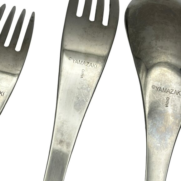 YAMAZAKI Alba Flatware Set Spoons Dinner‎ Knife Fork Plain Slanted Tip Stainless - Picture 8 of 10